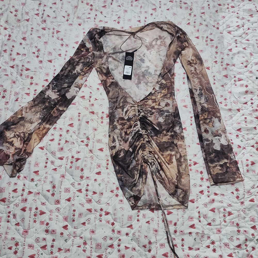 Fashion Nova Brown Floral Swim Coverup